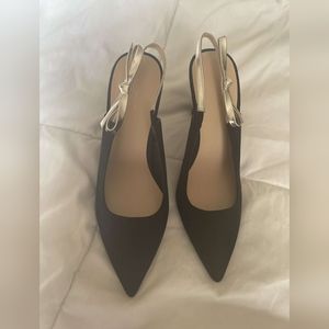 Black Suede Sling Back Pumps